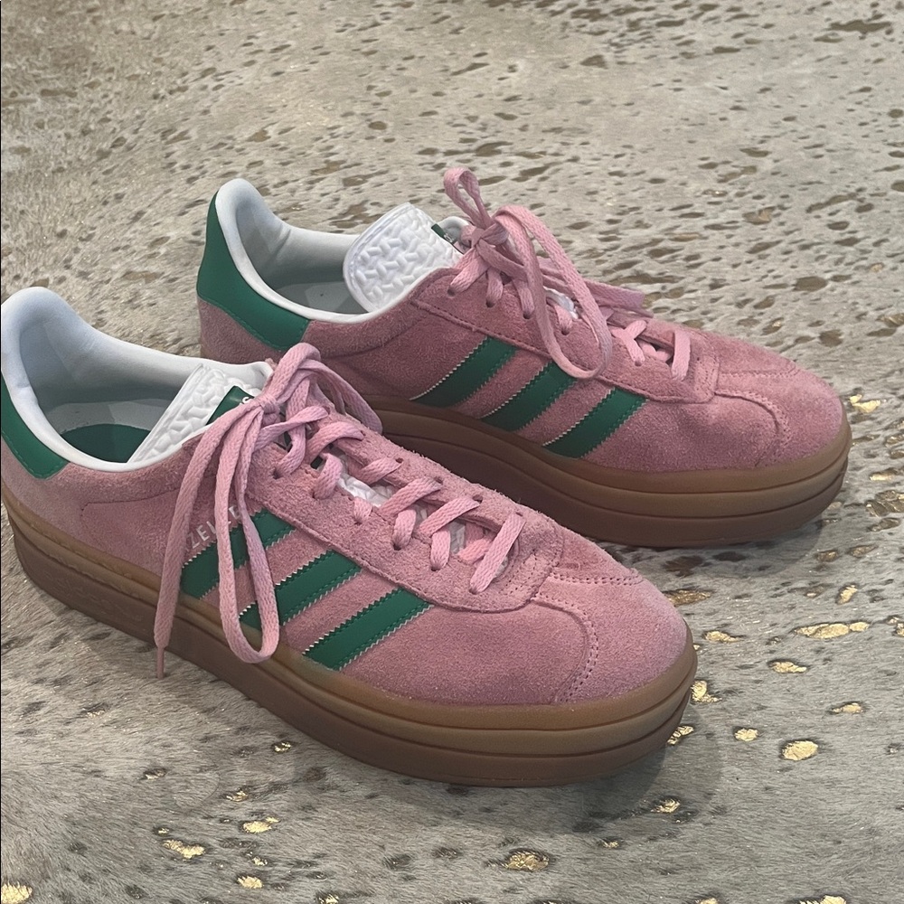 Adidas Women's Suede Pink and Green Sneakers